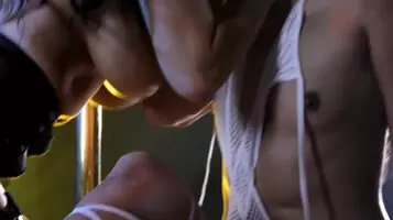 Marking her bitch by spitting at her