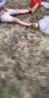 Blasting his face with piss in the yard