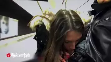 Public Blowjob HD - And Sex While Drunk In Metro GIF