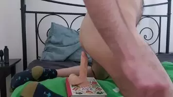 enjoying riding my first dildo too much 😅 can barely last a minute