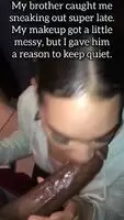 opening her mouth so he'll keep his closed