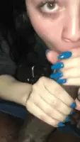 White girl strokes it out with 2 hands