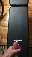 Cumming on my weight bench