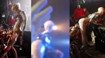 Miley Cyrus getting her pussy, tits and ass rubbed by the audience while performing on stage