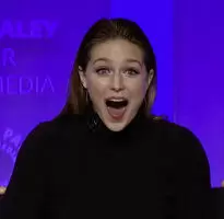 Melissa Benoist realizing she mistakenly wore vibrating panties after you turn it on during her interview