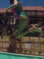 Tiff Jumping into Pool