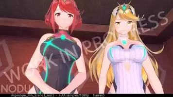 2girls, 1boy, blowjob, blonde, Titty fuck