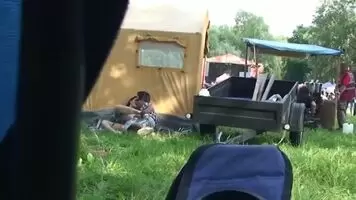 Outdoor festival amateur couple have sex secret cam