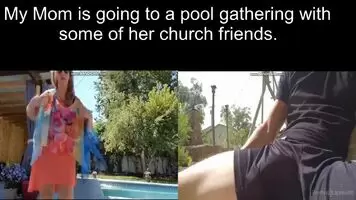 Mom making my cock hard by the pool