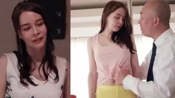 Japanese speaking brunette gets a rough fuck from her neighbor