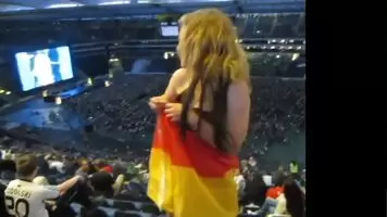 German Exhibitionist In Football Stadium!