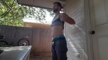 It's fun stripping down in your own backyard