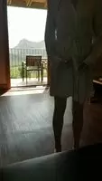 Opening my robe and wiggling in the mountains