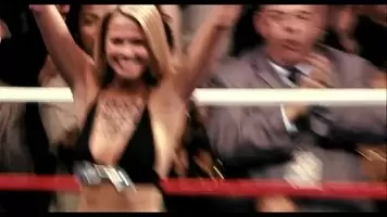 Beautiful ring girl shows off her pits