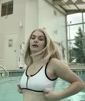 Photobombed while flashing in the hotel pool with window walls 😋