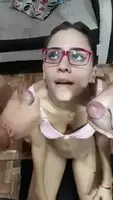 Hot Amateur Babe Sucking 2 Cocks and Facialized