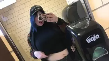 In the bathroom at school, hope a cutie walks in and sees me