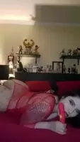 Red fishnets and a dildo caw caw