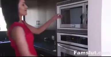 Horny sister and brother fuck during movie night after mom pesters them for some quality time together