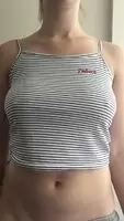 Bouncing titties almost escape too soon!