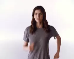 Alexandra Daddario's tits bouncing while she 