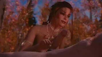 Bosmer wildling comes across a man deep within the forest.