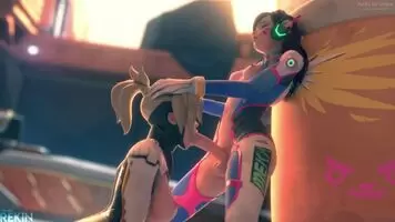 Mercy deepthroating D.vas cock