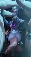 Widowmaker gets her asshole double stuffed with horse cock
