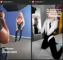 Marilyn Sugar filmed a VR parody of Spider Gwen for @VRCosplayX and she looked so cute doing it!