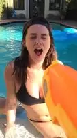 Addison Timlin pretending to take a cum load to her face and tits with a friend