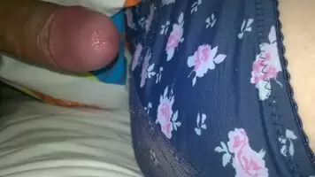 Cum on flower panties while she sleeps