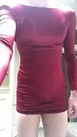 Red satin dress, matching panties ❤