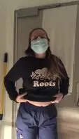 Playing peek-a-boob in the break room