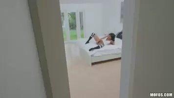 Ember snow gets caught and convinced to fuck