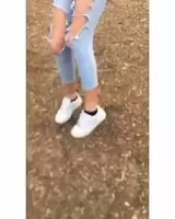Looking very busty while stuck in a swing