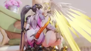 Widowmaker and Mercy blowjob sandwich