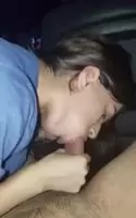 Cum in her mouth in the backseat of a car