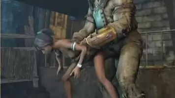 Black chick and massive monster