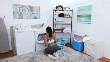Halle Hayes Gets Fucked Doggystyle While Doing Laundry